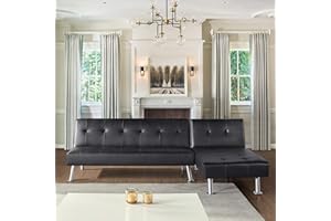 ‎YAHEETECH Yaheetech L-förmiges Sofa-Set Verstellbarer 4-Sitzer Sofa 2er Ecksofa Schlafsofa Schlafcouch Bettsofa Gästebett Klappsofa Ruhesessel mit Schlaffunktion im Wohnzimmer/Schlafzimmer schwarz