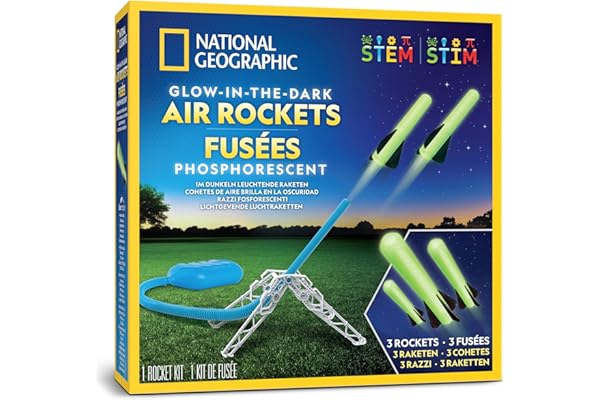 NATIONAL GEOGRAPHIC Lance-Fusées à Air pour Enfants – Lancements jusqu’à 30 m, Fusées Luminescentes, Jouet de Plein Air pour Enfants de 8 à 12 Ans