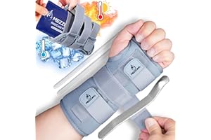 mezzuno Muñequera Profesional para Tendinitis y Túnel Carpiano - Incluye Gel Pack de Frio y Calor Reutilizable - Alivio Efectivo para el Dolor y Entumecimiento de Manos-(M/L, IZQUIERDA)