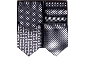 BRERA 67-3 Pezzi Cravatta Uomo elegante + 3 Pezzi fazzoletto da taschino uomo, Set uomo con confezione regalo, Cravatte e Pochette Classiche