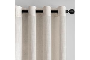 MYSKY HOME Rideau Voilage 140x240cm Naturel Lin Beige Rideaux Chambre Adult Salon Moderne Translucides et Draperies Intérieurs à Oeillets Décorati Dressing Cuisine Porte Boheme 2pcs