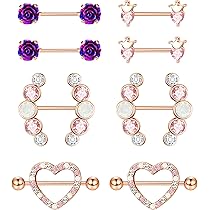 Piercing Capezzolo Cassieca - 6 Paia Acciaio Chirurgico, 14G, Con Zirconi, Per Donne E Uomini