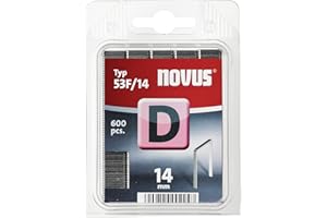 ‎NOVUS Novus D 53 F Flachdrahtklammern 14 mm, 600 Tacker-Klammern vom Typ 53 F/14 , für Folien, Etiketten, Papier und Pappe