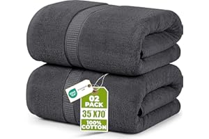 Utopia Towels - Luxueux Drap de Bain géant 2 pièces, 100% Coton filé à Anneaux, très Absorbant et à séchage Rapide, Serviette de Bain/Serviette de Sauna, Super Douce (90 x 180 cm, Gris)