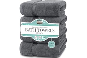 Utopia Towels - Conjunto de Toallas de baño (Paquete de 4, 69 x 137 cm) Toallas de algodón 100% Ring-Spun (Gris)