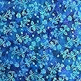 100% Cotton Hand Dyed Indian Bali Batik Printed Designed Quilting Craft Dress Making Fabric Material | 44" - 112 cm Wide (per Fat Quarter, Applique Blue)