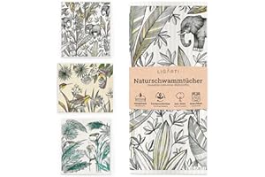‎LIGARTI Ligarti Schwammtücher aus Holz (100% öko & waschbar) 3er Set Spültücher nachhaltig kompostierbar I Allzwecktücher für den Haushalt Made in Germany I Spüllappen, Spülschwamm kompostierbar