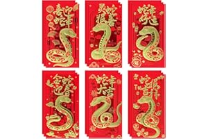 UNIIDECO 18 PCS Red Envelope Snake 2025 Money Envelopes for Cash Chinese New Year Red Envelopes Cash Envelopes Lunar New Year Envelopes Year of The Snake Hong Bao Chinese New Year Decorations 2025 (09A)