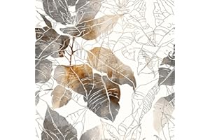 ReWallpaper Papel Pintado Autoadhesivo Hojas Tropicales 44,5cm x 7m Papel Pintado Impermeable Blanco y Gris Vinilos Para Muebles Decorativos Vintage Hojas Dorado Papeles Decoración Paredes Dormitorio