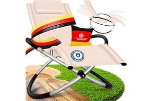 KESSER® Chaise Longue de Relaxation | Transat | Chaise Longue de Jardin | Chaise de Jardin | Chaise Pliante | Chaise Longue à Bascule | Fauteuil à Bascule | Fauteuil Relax Ergonomique, Beige