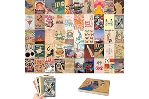 iuiiaii 50 Pcs Postcards Pack Set, Art Postcards Retro Wall Art Wall Decor Wall Art Decoration Postcard Aesthetic Room Decor Vintage Decor Posters for Bedroom Living Room Corridor Wall Prints