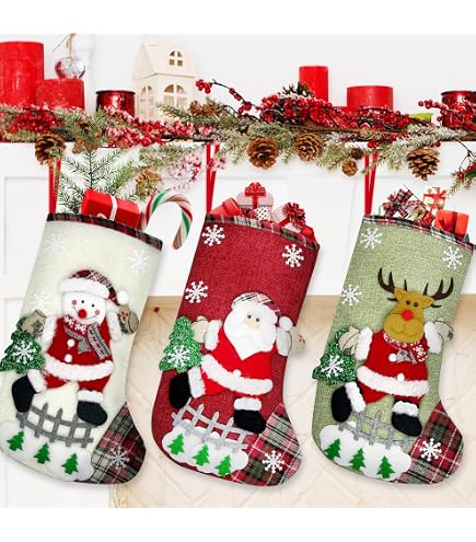 TOPWAYS, Calze natalizie rosse personalizzabili, grandi, con monogramma, da appendere al camino, adatte come decorazione e come regalo di Natale (B