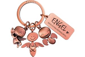 FABACH Llavero de ángel de la guarda con 3 ángeles con grabado, llavero de metal con mensaje para automovilistas, regalo de amuleto de la suerte, permiso de conducir, ángel acompaña tu camino