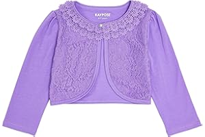 RAYPOSE Mädchen Bolero Basic Strickjacke Baumwolle Einfarbig Achselzucken Schulterjacke 3/4 Ärmel mit Spitze