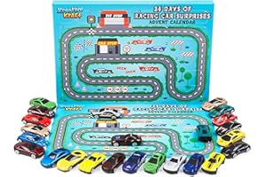 KreativeKraft Calendario dell’Avvento 2024 con 24 Sorprese Giocattolo per Bambini (Racing Cars)