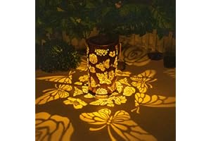 TICKTIME Butterfly Solar Gardening Gifts Lanterns Decorative Outdoor, Butterfly Rose Pattern Solar Hanging Lights Waterproof Garden Decor Gifts for Women Mom Grandma (Lanterns with Shepherd Hook)