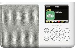 Kenwood CR-M33DAB-W - Radio portatile DAB+ con Bluetooth, batteria agli ioni di litio integrata e display a colori da 6,1 cm, porta di ricarica USB-C, uscita cuffie (stereo), bianco