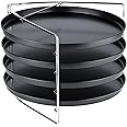 Grizzly teglia per pizza, 5 pezzi, con supporto bloccabile e 4x vassoio per pizza rotondo da 28 cm, portapizza per forno, per