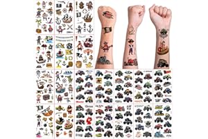 HXLEUCRY Tatuaż dla dzieci, 20 arkuszy piratów do ciężarówki, wodoodporne tatuaże dla dzieci, dla chłopców i dziewczynek, tatuaże tymczasowe na urodziny dziecka, upominek, impreza, dekoracja, zabawka, festiwal