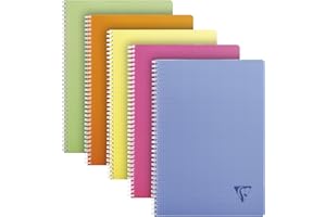 Clairefontaine - 328125C Collection Linicolor Fresco, quaderno a spirale, A4 21x29,7 cm, 100 pagine a quadretti piccoli, copertina in polipropilene trasparenti, Colori assortiti, 1 pezzo