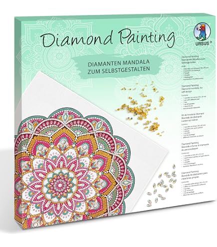 Arte Bricolaje Ursus Diamond Painting Mandala Multicolor – Kit Completo 30x30cm Con Diamantes Azul, Blanco Y Amarillo Arte Bricolaje Ursus Diamond Painting Mandala Multicolor – Kit Completo 30x30cm Con Diamantes Azul, Blanco Y Amarillo
