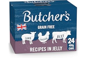 Butcher's Complete Wet Can Grain Free Hypoallergenic Adult Dog Food Recipes in Jelly Pack 24x400g - Chicken, Beef & Lamb