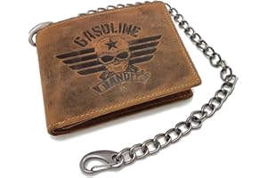 Vintage Biker Wallet Geldbörse klein original GASOLINE BANDIT aus Echtleder mit Kette