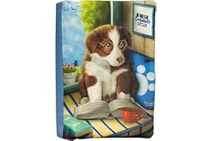 ACARICIANDO PAPEL CON HISTORIAS Funda artesanal mediana de solapa para libros de Cachorrito Lector + marcapáginas de regalo, funda de algodón ecológico, acolchada. Regalo ideal para adolescentes