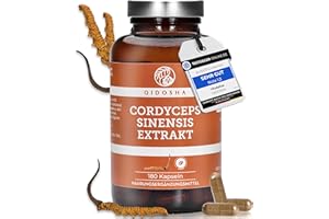 ‎QIDOSHA QIDOSHA® Cordyceps sinensis 15:1 Extrakt Kapseln, TESTSIEGER 02/2023*, 180 Stk, 2000mg Raupenpilz (CS-4) Extrakt pro Tagesdosis, 500mg je Kapsel, laborgeprueft, Cordyceps Kapseln hochdosiert