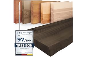 LAMO Manufaktur Étagère Murale en Bois Massif, Bord irrégulier, étagère Flottante Montage Invisible Noir 80cm, LW-01-A-006-80W