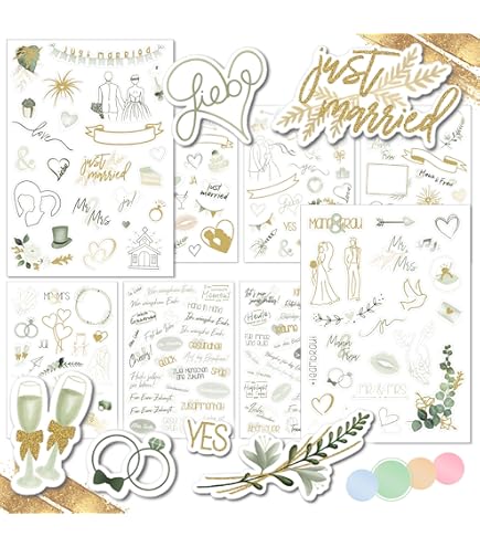 Sticker bruiloft gastenboek (4 vellen) - vintage bruiloftsstickers voor