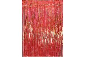Drucilla Tinsel - Tenda glitterata, motivo stelle filanti, per feste, foto, compleanno, matrimonio, 1 m x 2 m, colore: rosso
