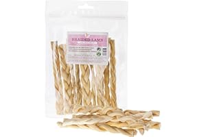JR Pet Products 200g Braided Lamb Skin (Approx 20 Sticks) 6" Inch Natural Dog Treat Chew Gluten & Grain Free
