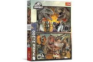 Trefl - Puzzle 2w1: Jurassic World, Prehistoryczny Świat - 2 x 200 Elementów - Zestaw Dwóch Układanek dla Nastolatków