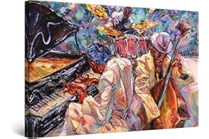 Startonight Impression Sur Toile Peinture Orange de Musique Jazz - Tableau Abstrait - Decoration Murale Salon Moderne - Image sur Toile - 60 x 90 cm
