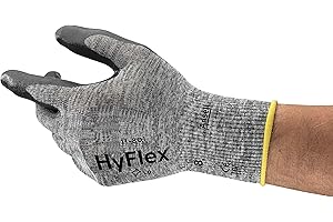 Ansell HyFlex 11-801 Gants de Travail Professionnels, Enduction Nitrile Résistante à l'Abrasion, Protection Industrielle Multiusage, Manutention et Mécanique, Noir, Taille L (12 Paires)