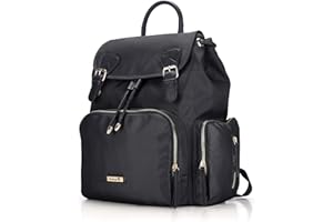 Hafmall Sac à Dos à Langer, Sac à Langer Élégant et Imperméable pour Bébé avec Poches Isolées pour le Voyage (Noir)