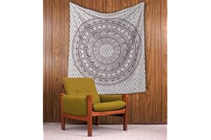 RAJRANG BRINGING RAJASTHAN TO YOU Piccolo Mandala Indiano da Appendere Alla Parete - Colore Marrone - 152x127 cm per Camera da Letto, Arazzo da Spiaggia Boho Arazzo con Elefante Poster