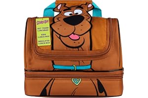 Get Trend Scooby Doo Lunchtasche Kinder Teenager Kühltasche Brotdose mit 2 Fächern für Schule Uni Kita Arbeit Geschenk Idee (Braun Scooby Doo)