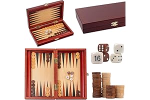 Master of Chess TRYKTRAK Backgammon Classique 33 x 28 cm Ensemble de Voyage en Bois dans Un élégant Jeu de Plateau en Acajou