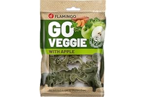 FLAMINGO Bastoncini per cani – Snack Veggie Dino con Mela Verde – 120g – senza glutine – naturale – divertente e salutare
