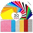 CHEPULA HTV Heat Transfer Vinyl Bundle 30 Pack, 12" x 10" Glitter Colors Permanent Iron on Vinyl for Cricut, HTV Vinyl Sheets for DIY T-Shirt, Clothes, Hats and Other Textiles(30 Sheets)