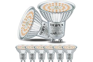 DEIFUA GU10 LED Light Bulb, Warm White, 3000 K, 6 W, 895 Lumens, Replaces 100 W Halogen Bulbs, Pack of 6, Non-Dimmable Reflector Lamps, Flicker-Free Spotlight, Beam Angle 120° Spot Bulbs