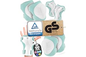 ‎99FLIPS 99FLIPS Knieschoner Kinder 3 Jahre Schoner Inliner Kinder - TÜV Rheinland GS Siegel [6er Set] FLASH - S/M Mint - Protektoren - Knieschützer Kinder Protektoren Knie- und Ellenbogenschützer