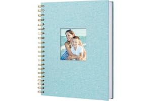 Hiwhy Scrapbook Fotoalben Leineneinband 28x20,5 cm 80 Seiten Hardcover Kraft Weiß Seiten Erinnerung Scrapbooking Buch für Hochzeit Reise Baby Dusche Gästebuch, Hellblau