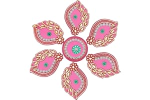 ADITRI CREATION Designer Floor Rangoli Reusable Round Rangoli Acrylic Rangoli Indian Traditional Home Floor Decor Gift for Home Interior Floor Festival New year Decorations and Return Gifting (Size:-7")(Pink)