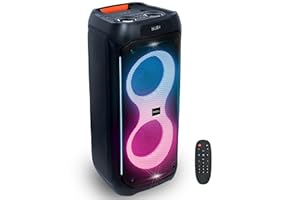 Ibiza - COLUMBA800 - Enceinte, Baffle Puissant de 2x8”/20cm sur Batterie Rechargeable - Bluetooth, Micro-SD, USB, Aux, 2 MIC in, 1 GT in, RCA Out - TWS - LED Infini Multicolore - Poignée