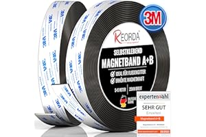 Reorda® Magnetband A B - (STARKER 3M KLEBER) Magnetstreifen für Fliegengitter & Moskitonetze für beste gegenseitige Anziehung - Magnetband selbstklebend