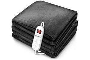 sinnlein® Calienta Camas | Manta Eléctrica 200 x 180 cm Antracita | con Desconexión Automática y Temporizador | 9 Niveles de Temperatura | Pantalla Digital | Lavabale hasta 40°C