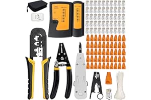 MAYLINE-TECH Pince à Sertir de RJ45 Testeur de Network Réseau Câble RJ11 RJ12 Cat7 Cat6 Cat5e Kits d’Outils de Réparation d’Ordinateur Net Professionnel Maintenance de Testeur de Câble LAN (Bleu)